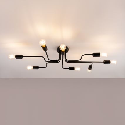 Candeeiro integrado VECTOR 8xE27/15W/230V preto