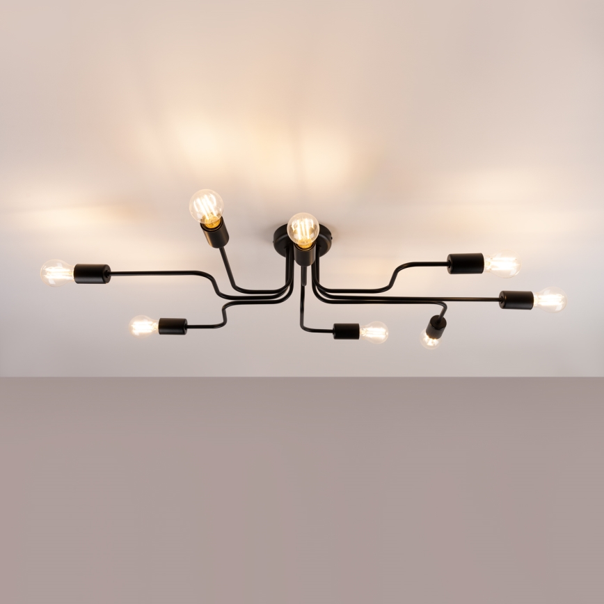 Candeeiro integrado VECTOR 8xE27/15W/230V preto