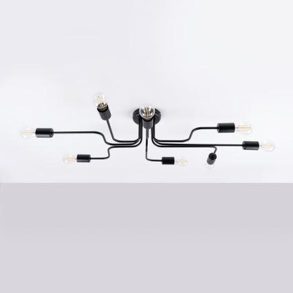 Candeeiro integrado VECTOR 8xE27/15W/230V preto