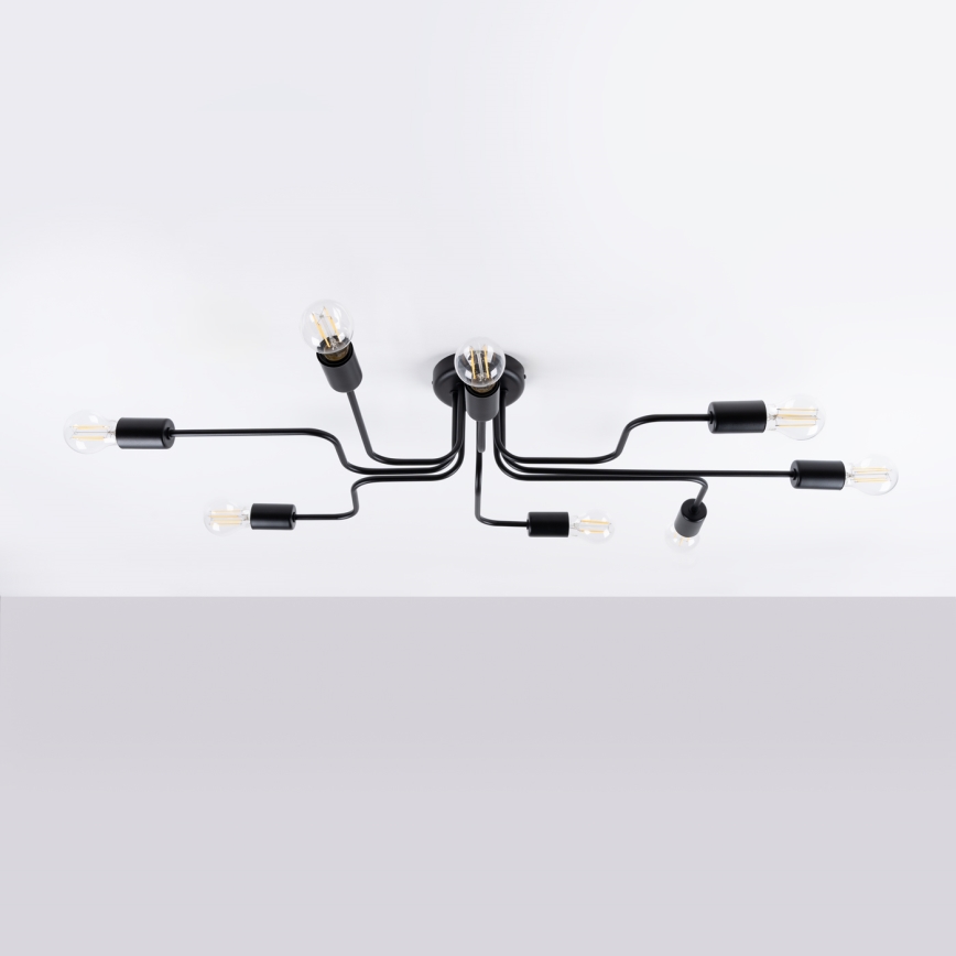 Candeeiro integrado VECTOR 8xE27/15W/230V preto
