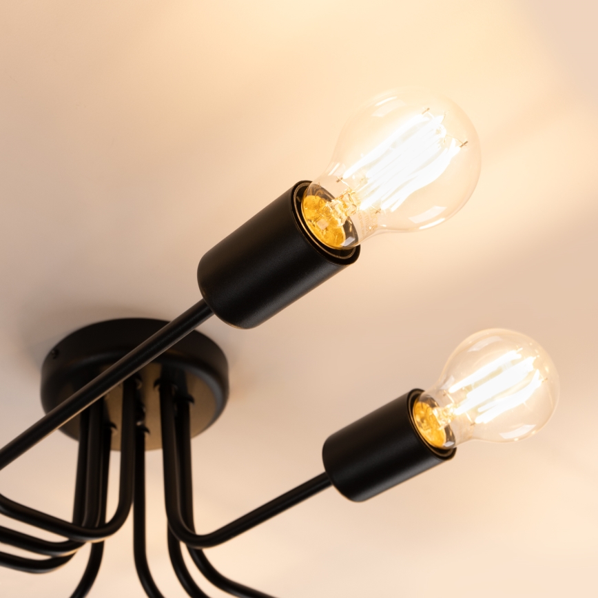 Candeeiro integrado VECTOR 8xE27/15W/230V preto