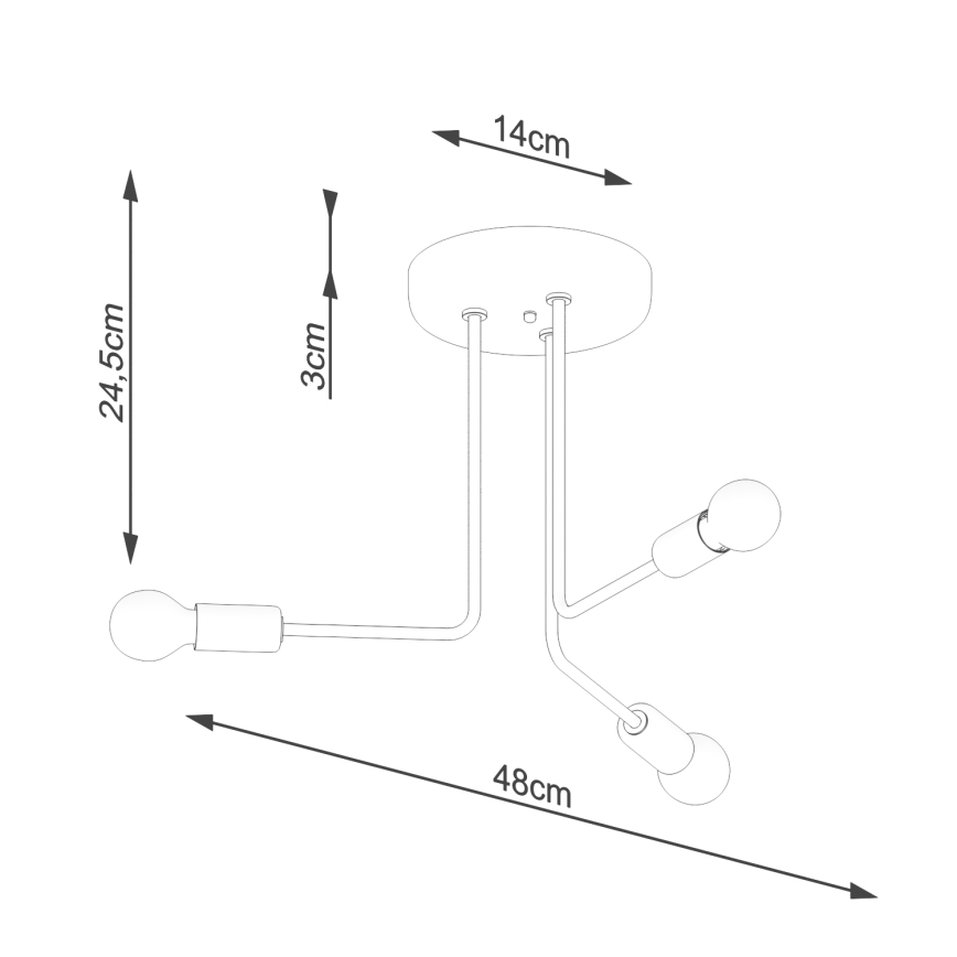 Candeeiro suspenso NORAH 3xE27/15W/230V preto