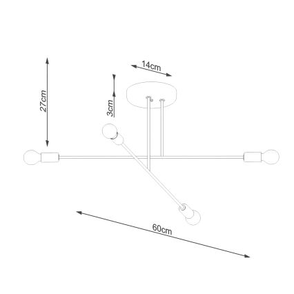 Candeeiro suspenso NORAH 4xE27/15W/230V preto