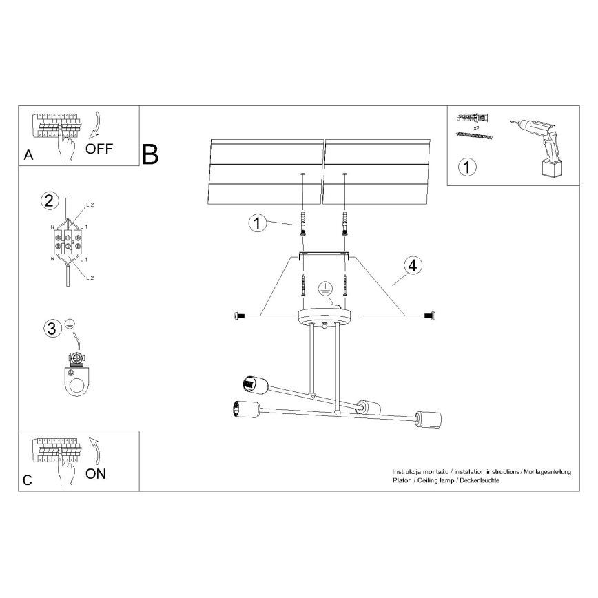 Candeeiro suspenso NORAH 4xE27/15W/230V preto