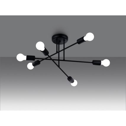 Candeeiro suspenso NORAH 6xE27/15W/230V preto