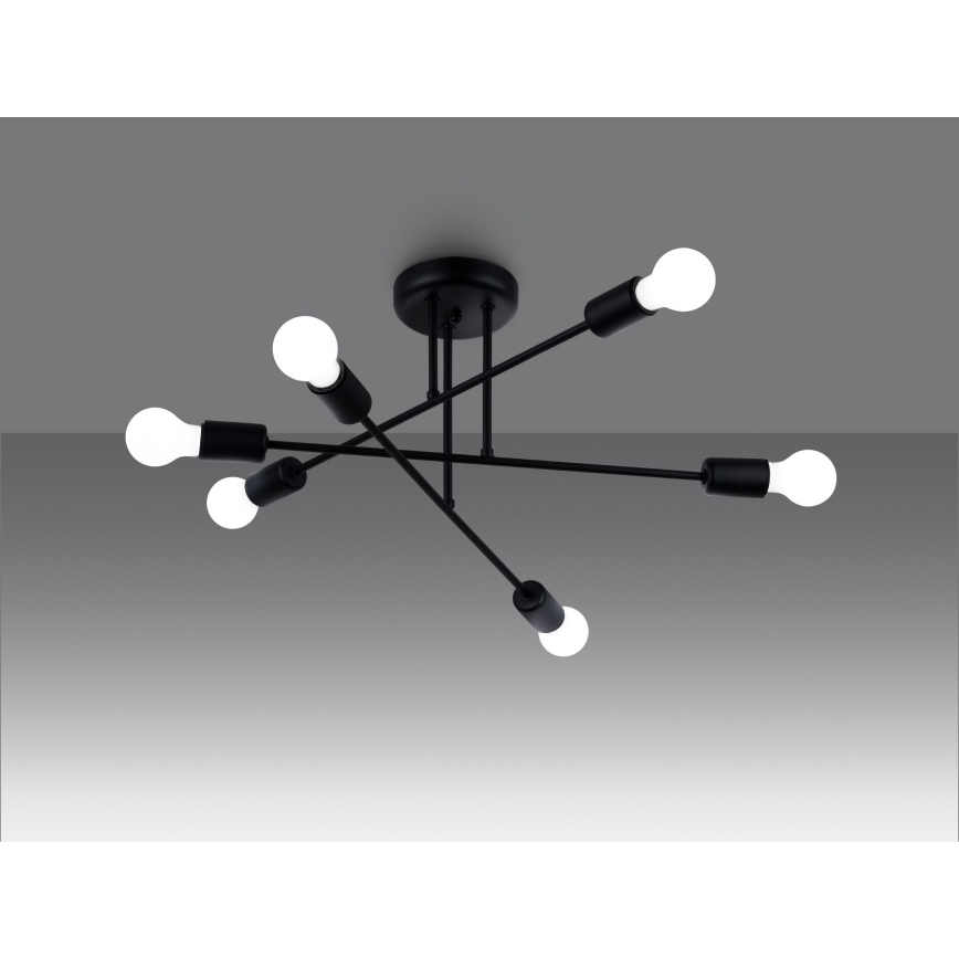 Candeeiro suspenso NORAH 6xE27/15W/230V preto