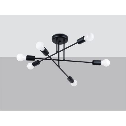 Candeeiro suspenso NORAH 6xE27/15W/230V preto