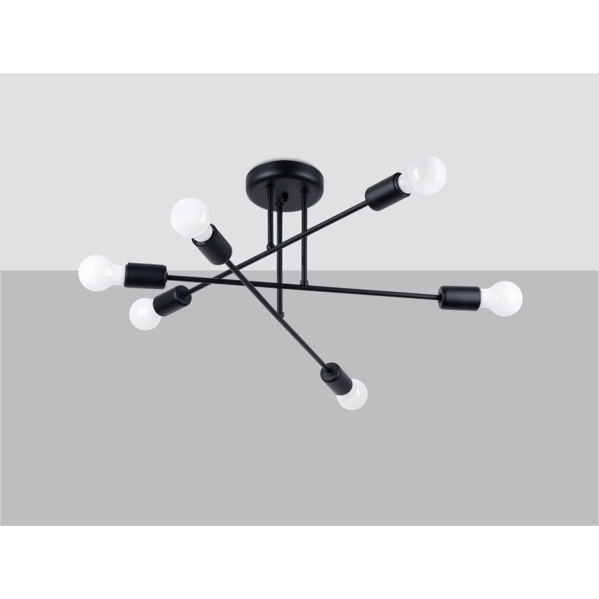 Candeeiro suspenso NORAH 6xE27/15W/230V preto
