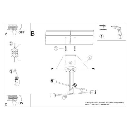 Candeeiro suspenso NORAH 6xE27/15W/230V preto