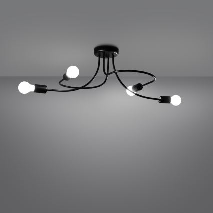 Candeeiro suspenso LEVAR 4xE27/15W/230V preto