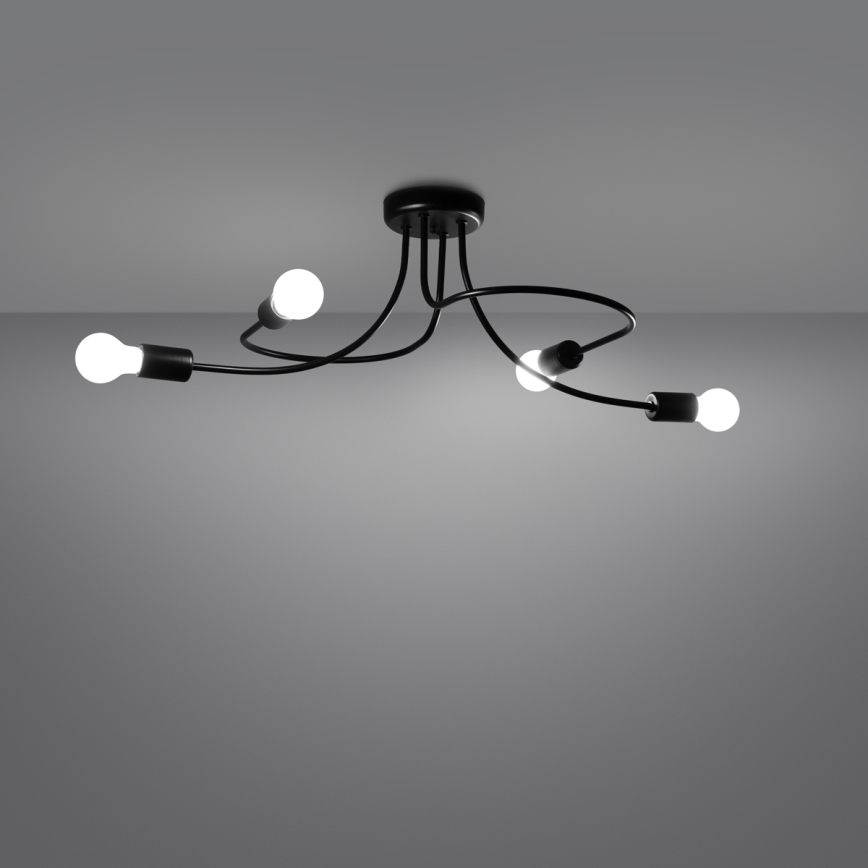 Candeeiro suspenso LEVAR 4xE27/15W/230V preto