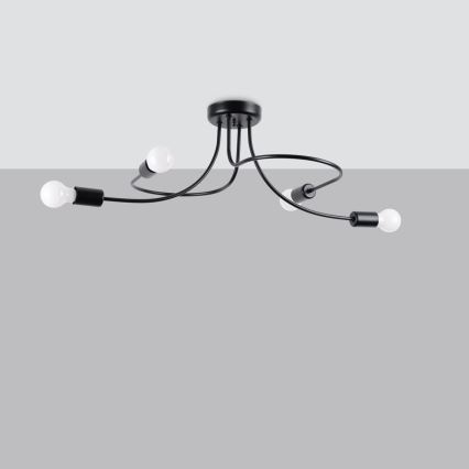 Candeeiro suspenso LEVAR 4xE27/15W/230V preto