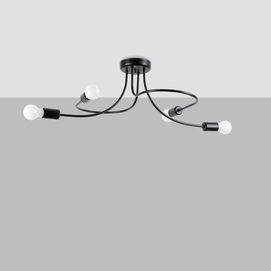 Candeeiro suspenso LEVAR 4xE27/15W/230V preto