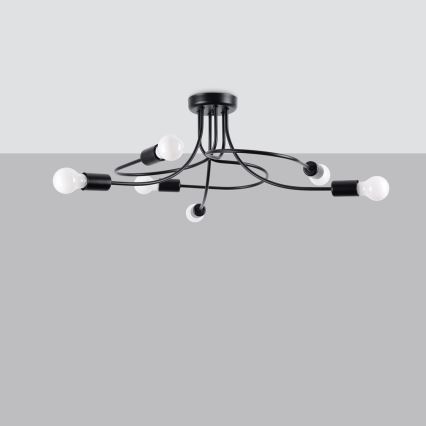 Candeeiro suspenso LEVAR 6xE27/15W/230V preto