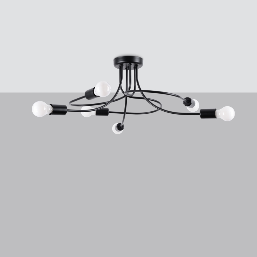 Candeeiro suspenso LEVAR 6xE27/15W/230V preto