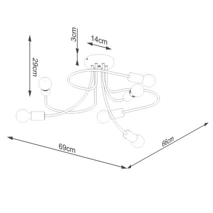 Candeeiro suspenso LEVAR 6xE27/15W/230V preto