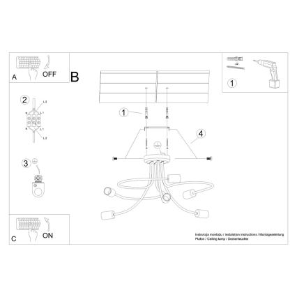 Candeeiro suspenso LEVAR 6xE27/15W/230V preto