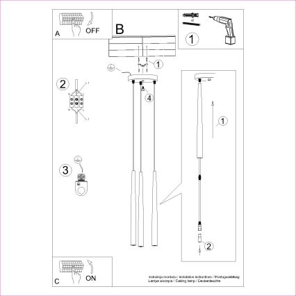 Candeeiro suspenso BLISS 3xG9/8W/230V preto