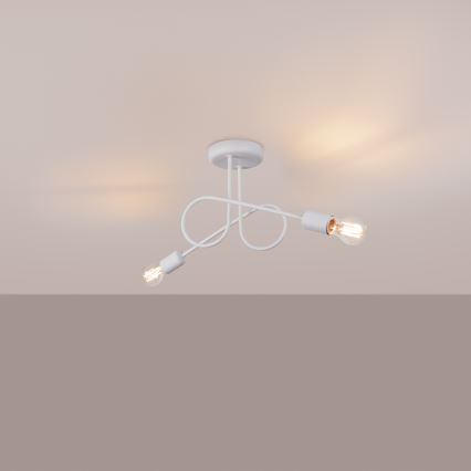 Candeeiro integrado LOOP 2xE27/15W/230V branco