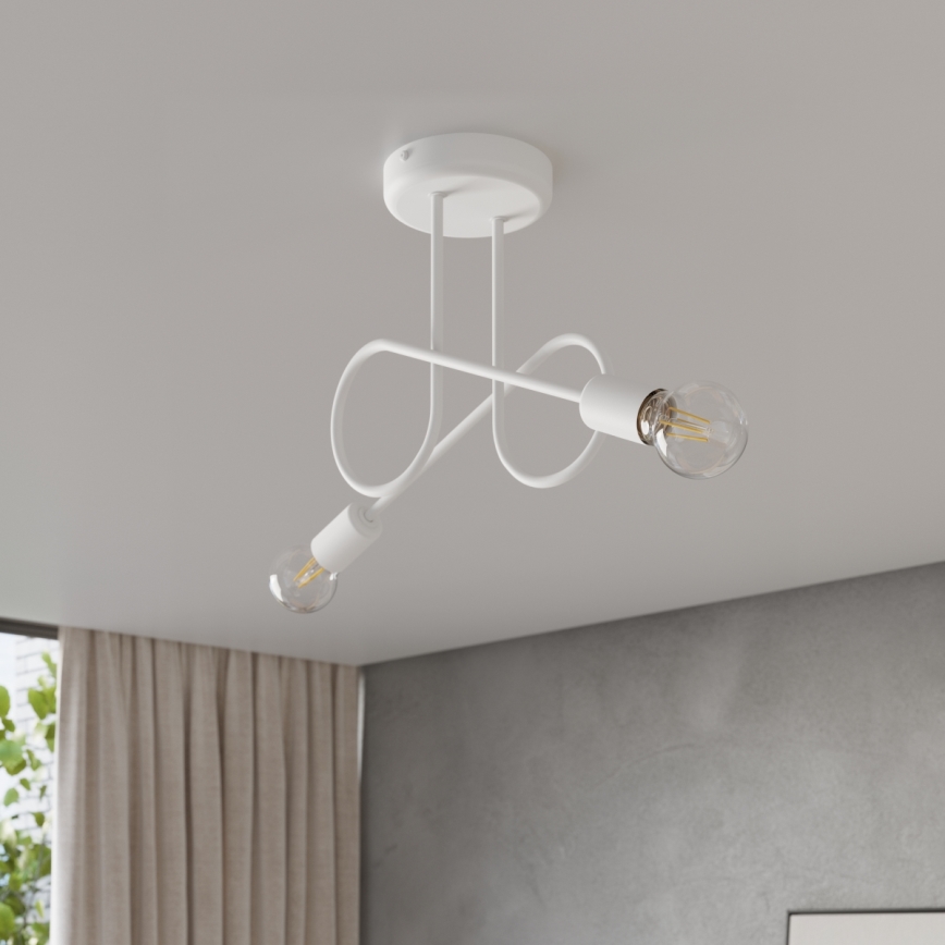 Candeeiro integrado LOOP 2xE27/15W/230V branco