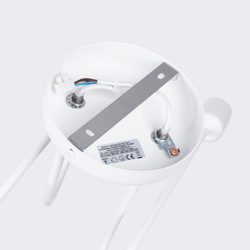 Candeeiro integrado LOOP 2xE27/15W/230V branco