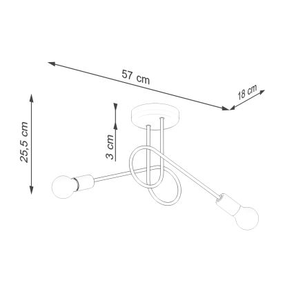 Candeeiro integrado LOOP 2xE27/15W/230V branco