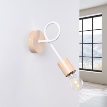 Candeeiro de parede EMBER 1xE27/15W/230V branco/bege/faia