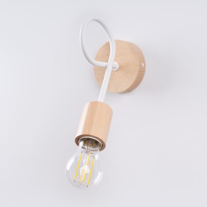 Candeeiro de parede EMBER 1xE27/15W/230V branco/bege/faia