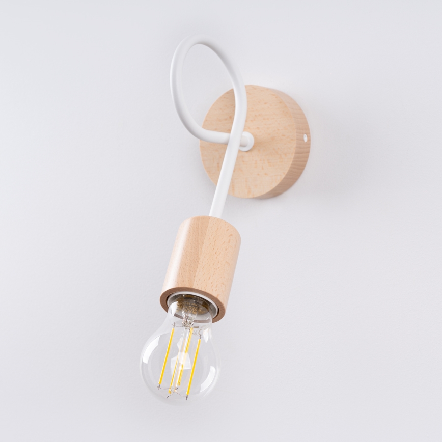 Candeeiro de parede EMBER 1xE27/15W/230V branco/bege/faia