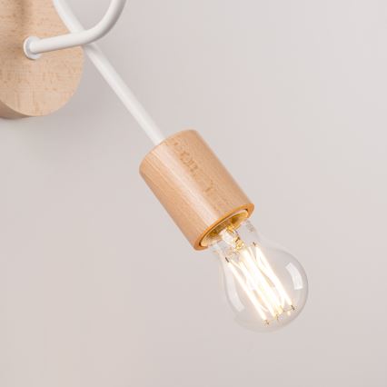 Candeeiro de parede EMBER 1xE27/15W/230V branco/bege/faia