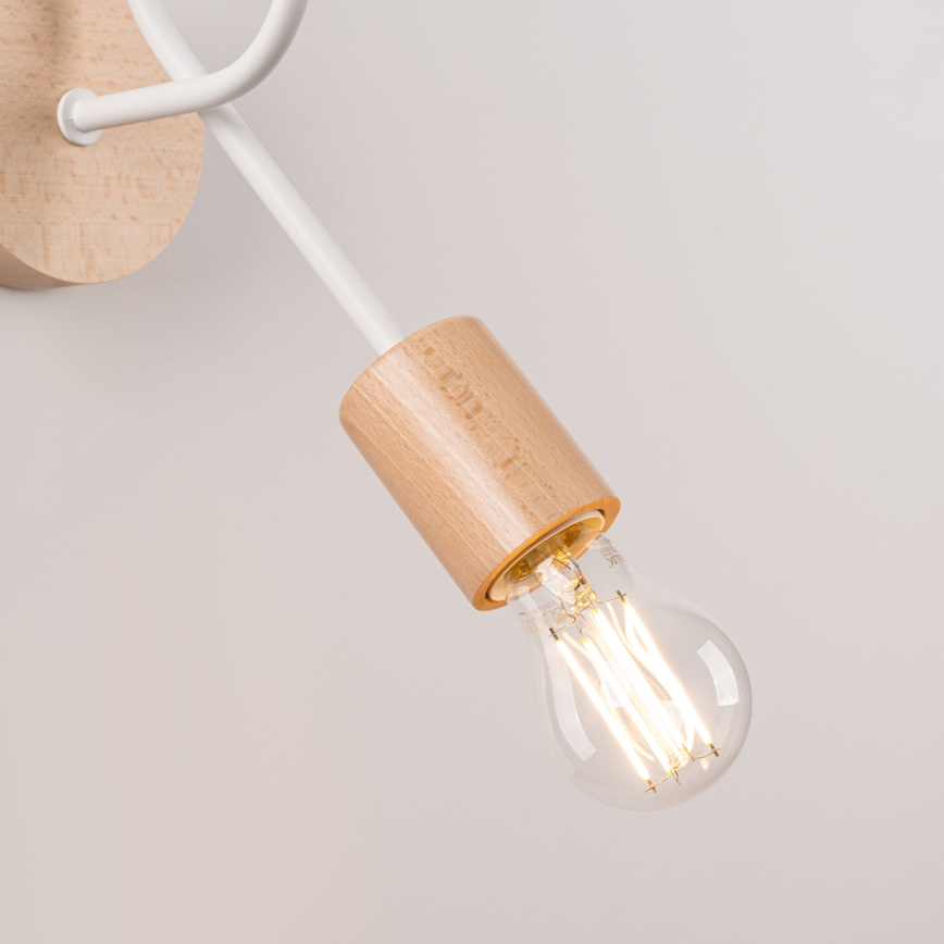 Candeeiro de parede EMBER 1xE27/15W/230V branco/bege/faia