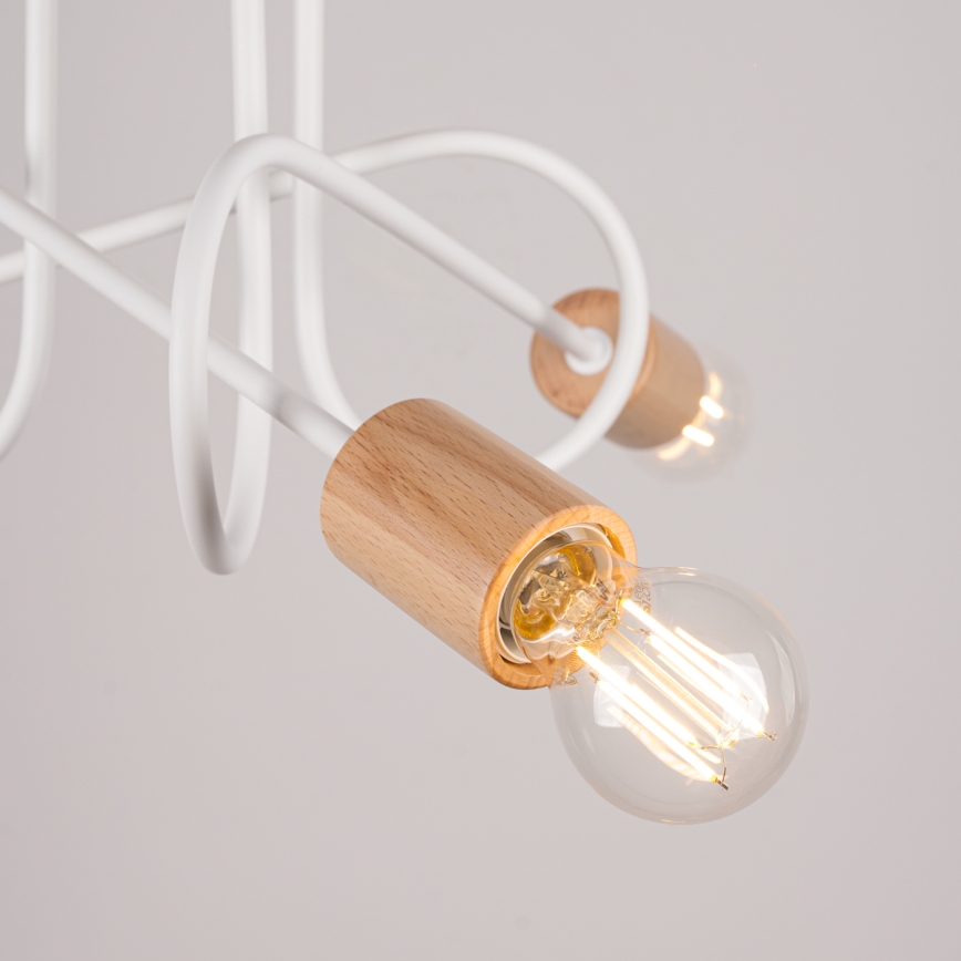 Candeeiro integrado EMBER 3xE27/15W/230V branco/bege/faia