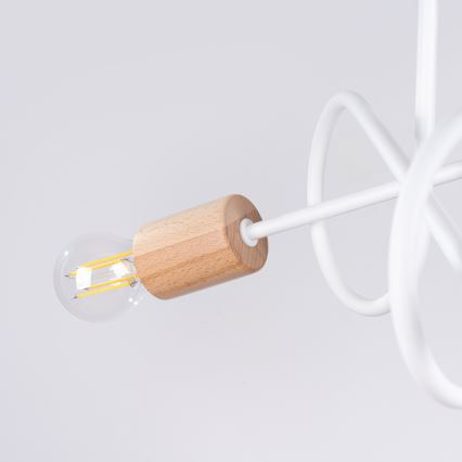 Candeeiro integrado EMBER 3xE27/15W/230V branco/bege/faia