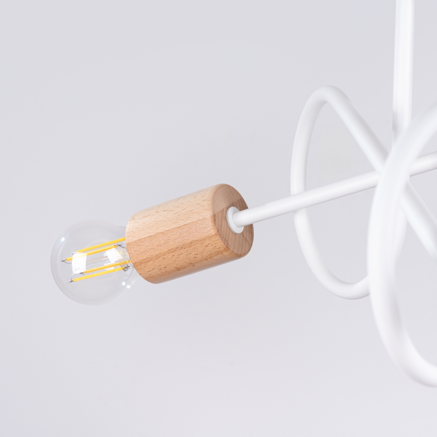Candeeiro integrado EMBER 3xE27/15W/230V branco/bege/faia