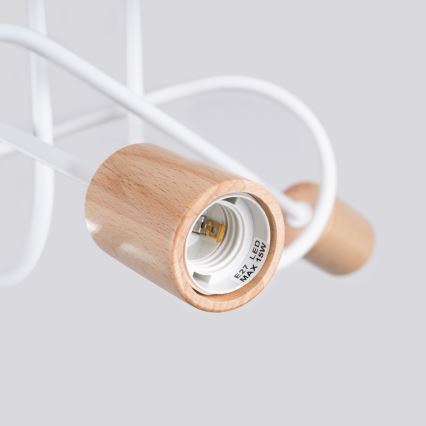 Candeeiro integrado EMBER 3xE27/15W/230V branco/bege/faia