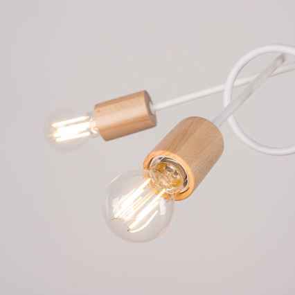 Candeeiro integrado EMBER 5xE27/15W/230V branco/bege/faia