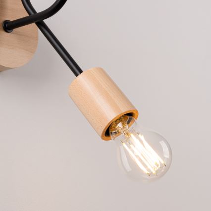 Candeeiro de parede EMBER 1xE27/15W/230V preto/bege/faia