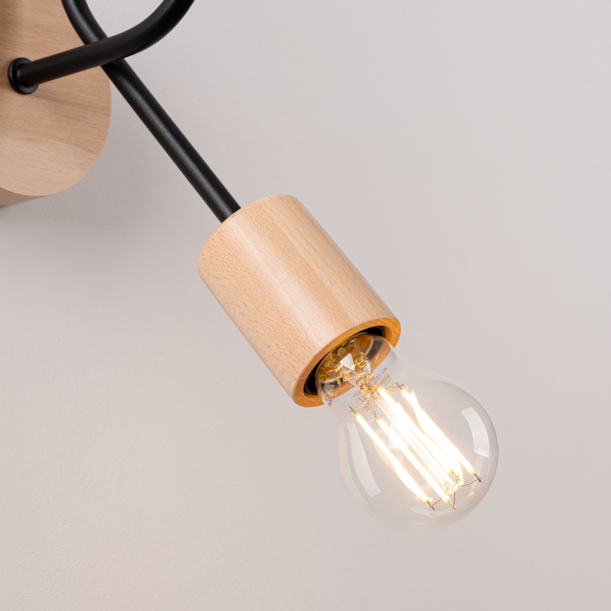 Candeeiro de parede EMBER 1xE27/15W/230V preto/bege/faia