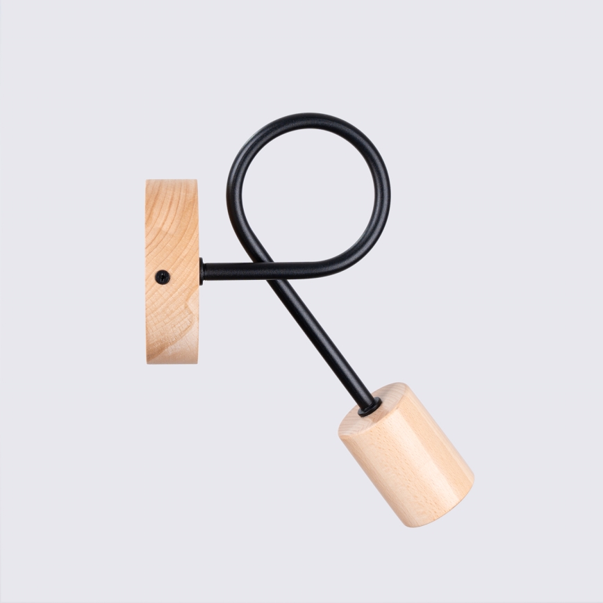 Candeeiro de parede EMBER 1xE27/15W/230V preto/bege/faia