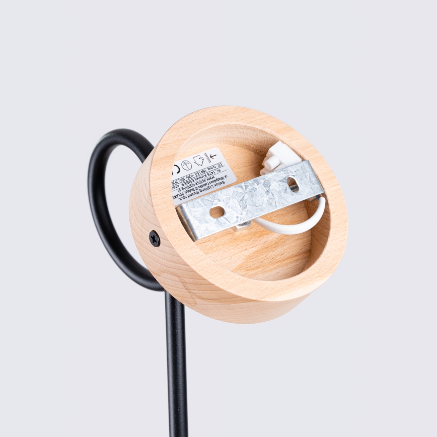Candeeiro de parede EMBER 1xE27/15W/230V preto/bege/faia