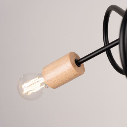 Candeeiro integrado EMBER 3xE27/15W/230V preto/bege/faia