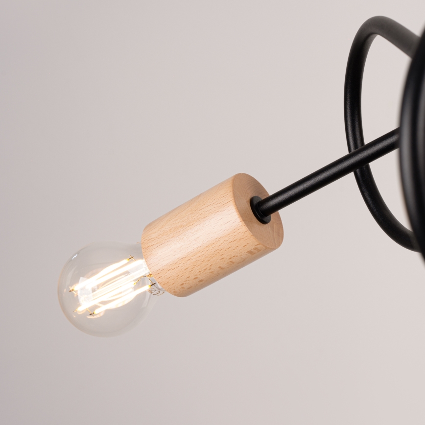 Candeeiro integrado EMBER 3xE27/15W/230V preto/bege/faia
