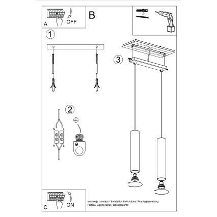 Candeeiro suspenso LAGOS 2xGU10/10W/230V creme