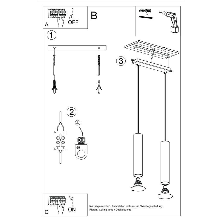Candeeiro suspenso LAGOS 2xGU10/10W/230V creme