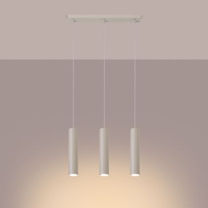 Candeeiro suspenso LAGOS 3xGU10/10W/230V creme