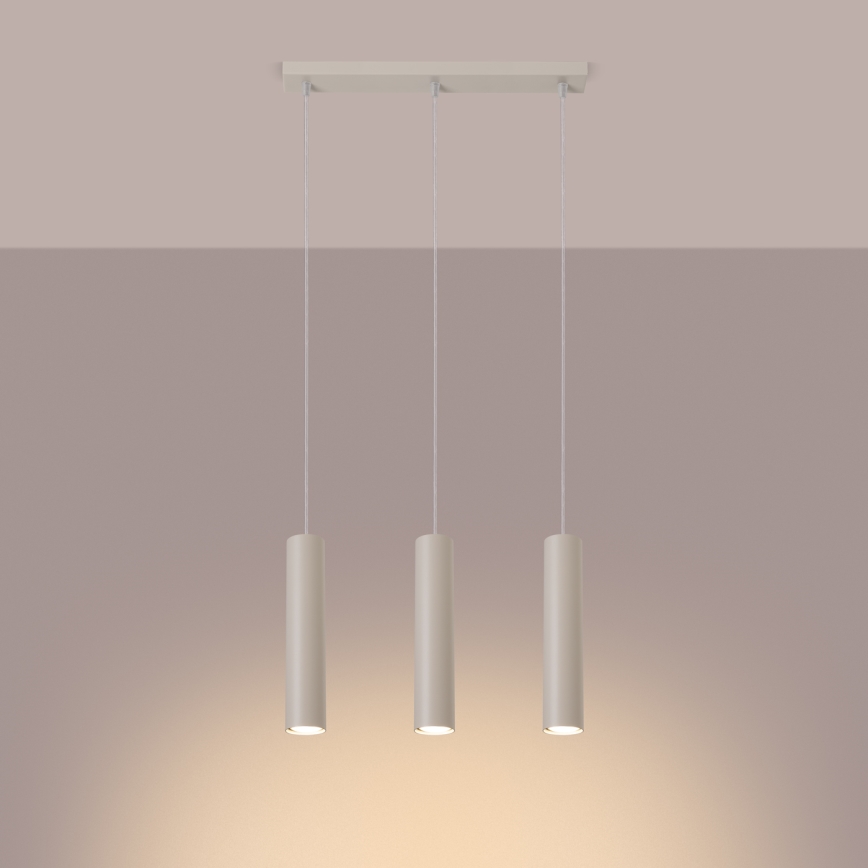 Candeeiro suspenso LAGOS 3xGU10/10W/230V creme