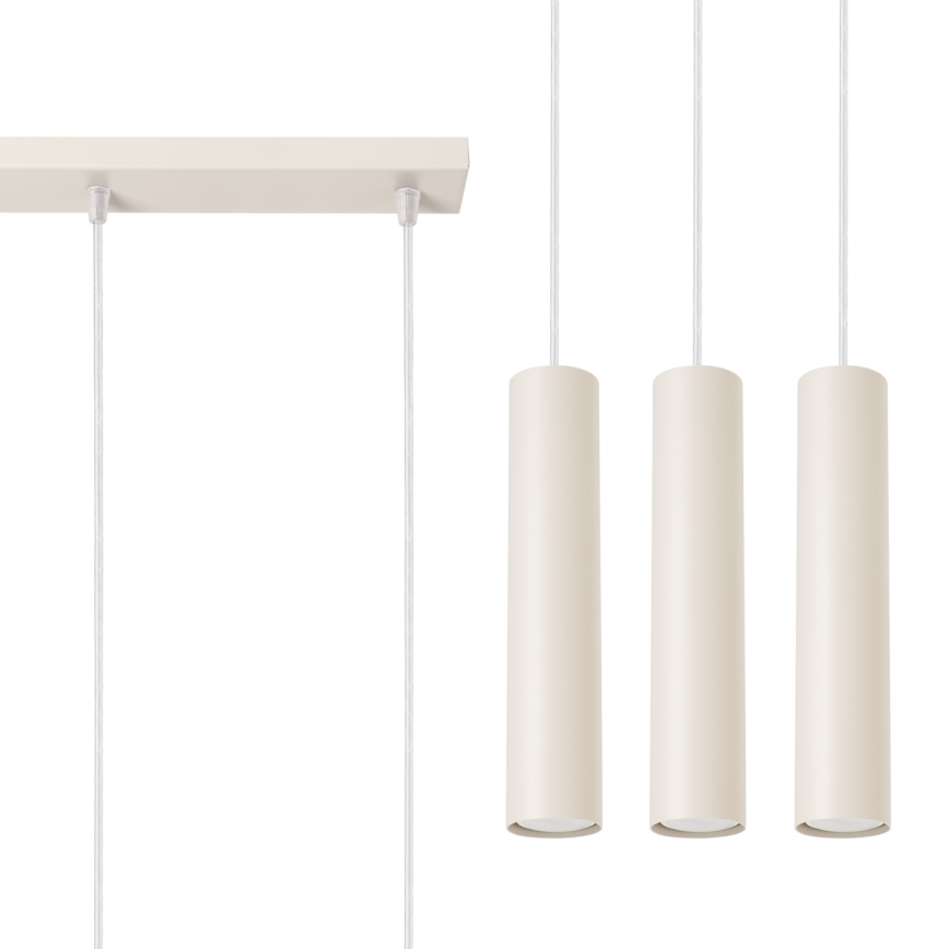Candeeiro suspenso LAGOS 3xGU10/10W/230V creme