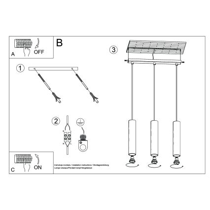 Candeeiro suspenso LAGOS 3xGU10/10W/230V creme