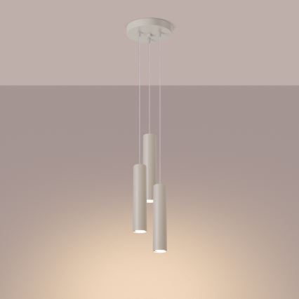 Candeeiro suspenso LAGOS 3xGU10/10W/230V creme