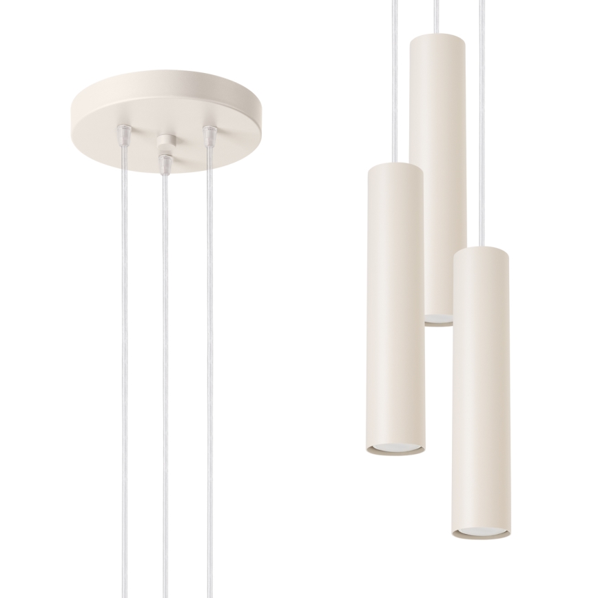 Candeeiro suspenso LAGOS 3xGU10/10W/230V creme
